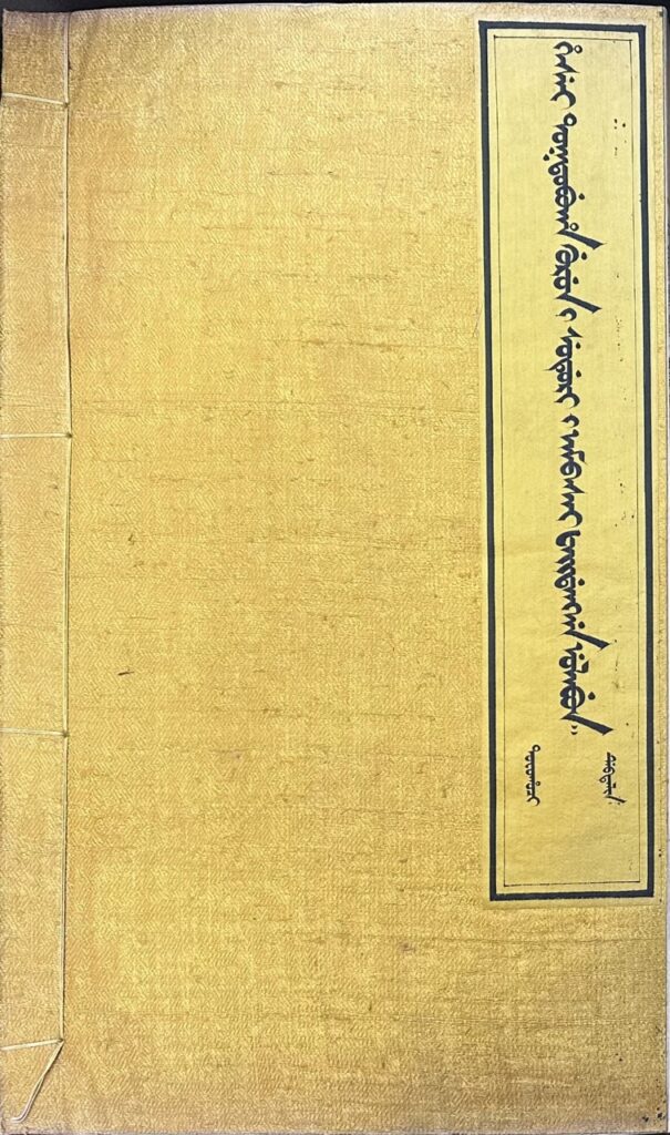 Cover of vol. 15 of TB157/3832 Hesei toktobuha gurun-i suduri-i ambasai faidangga ulabun | 欽定國史大臣列傳. Gest Collection of the Princeton University Library. Photograph by the author.
